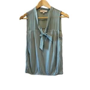 LOFT Blue Sleeveless Blouse with Bow Detail